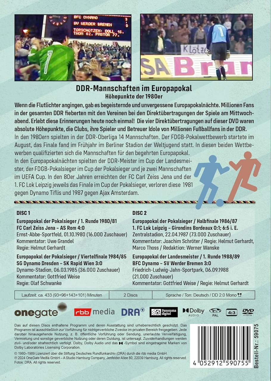 DVD-Cover mit Text über deutsche Fußballmannschaften im Europapokal der 1980er Jahre.