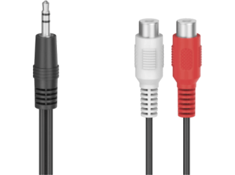 Adaptador Jack a RCA - Hama 00205185, 3.5 mm Plug, Stereo, Negro + 2 enchufe