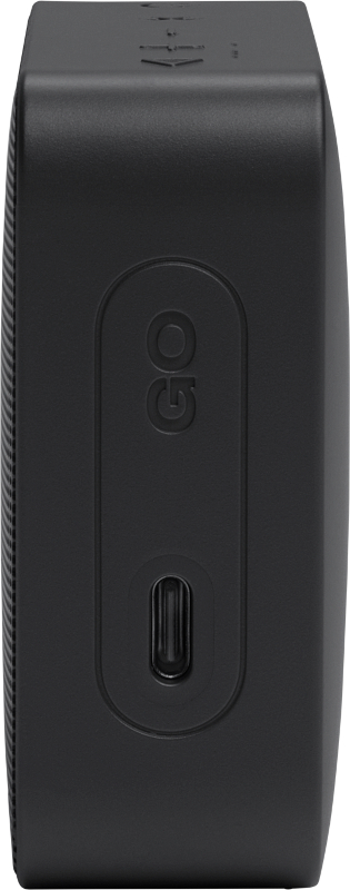 Seitenansicht eines schwarzen Lautsprechers mit 