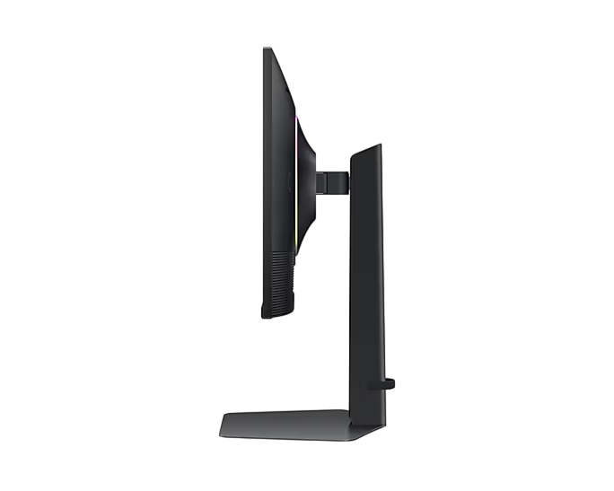 Seitenansicht eines schwarzen Monitors.