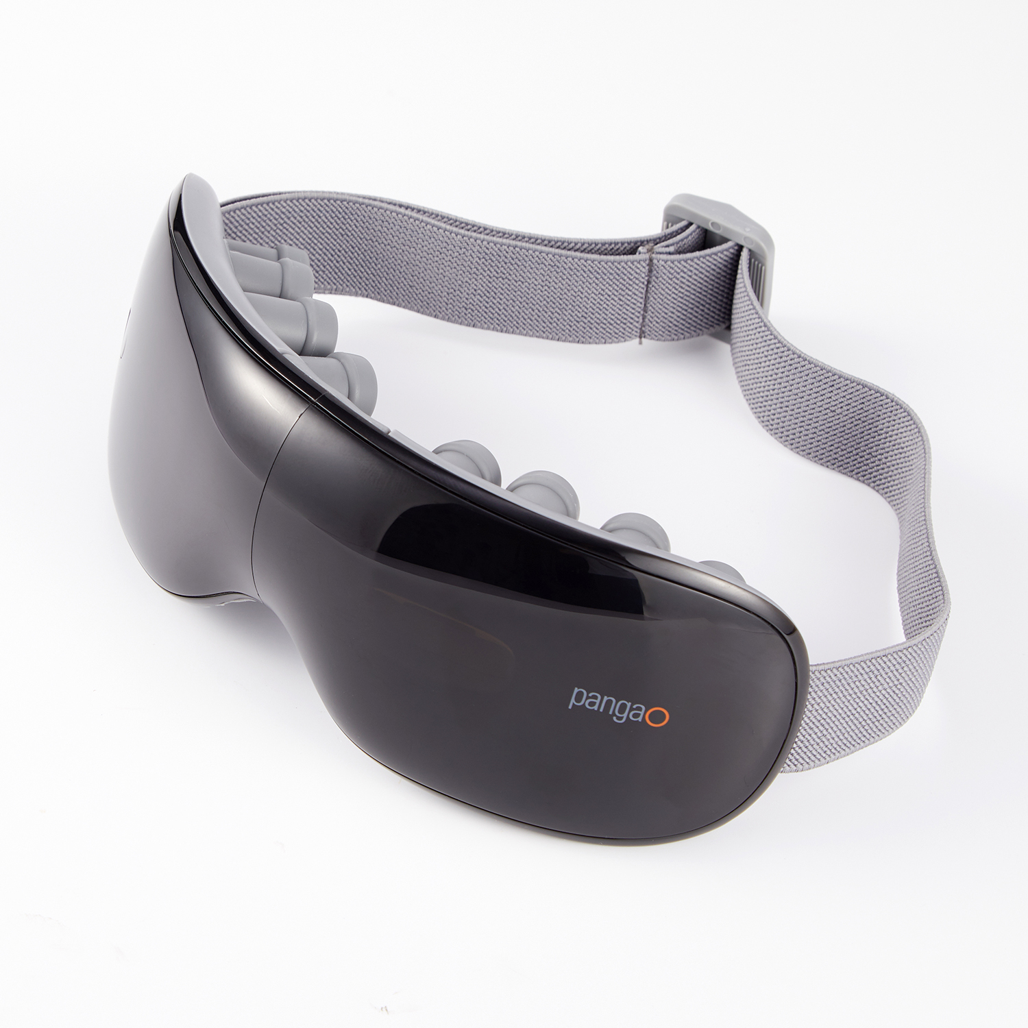 Gray eye massager with a strap. Features multiple massage nodes and brand logo.