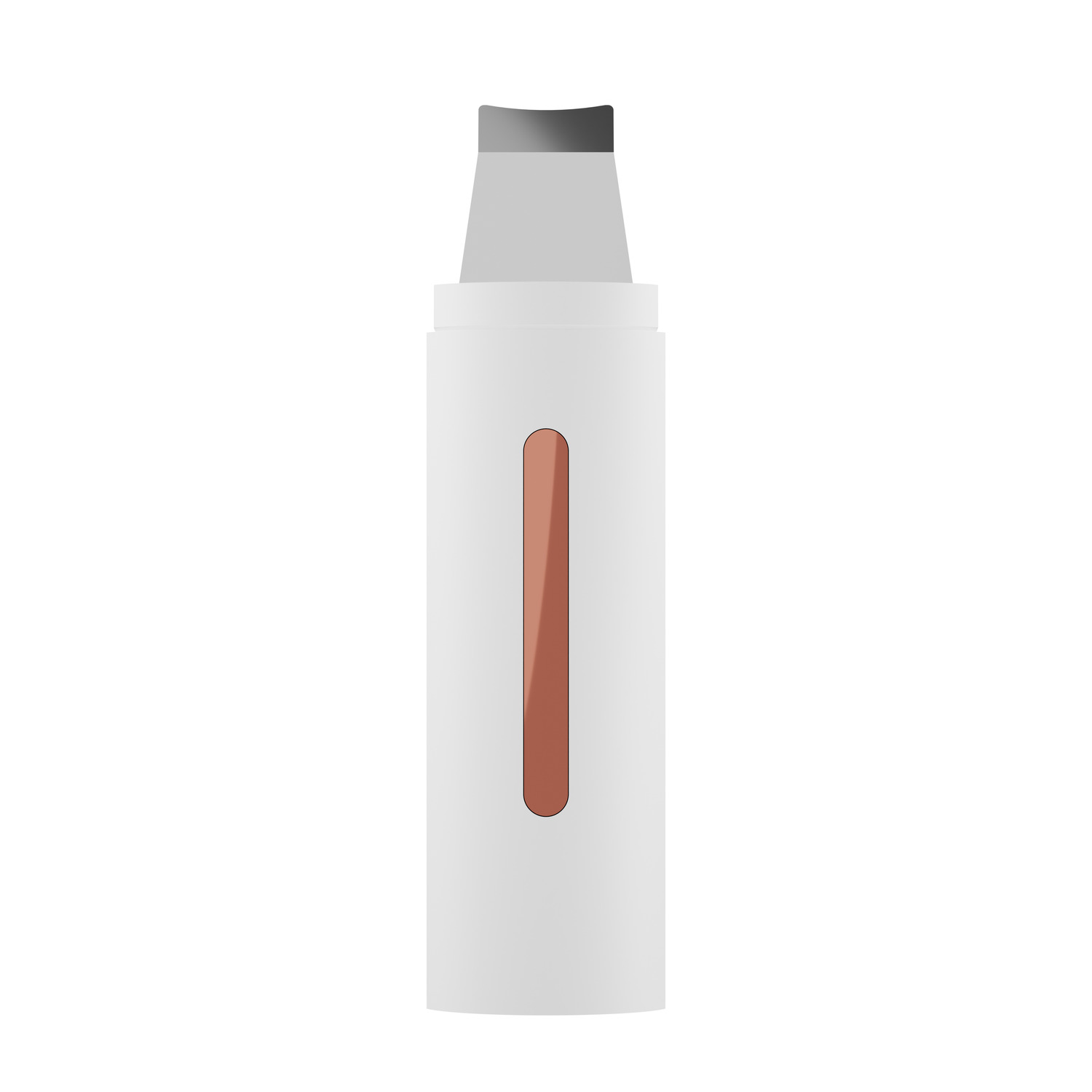 Appareil Beautify blanc, avec une tête grise et une bande couleur cuivre, isolé sur fond blanc.
