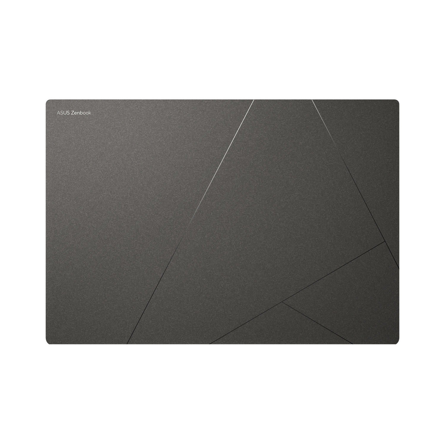 Achterkant van de laptop. Grijze kleur met logo. Witte achtergrond.