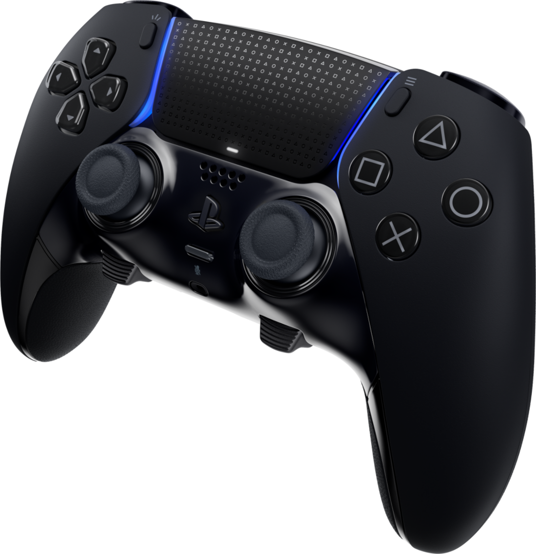 Fekete PlayStation 5 kontroller gombokkal.