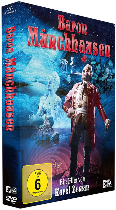 DVD-Hülle des Films Baron Münchhausen, mit einer Fantasy-Szene darauf.