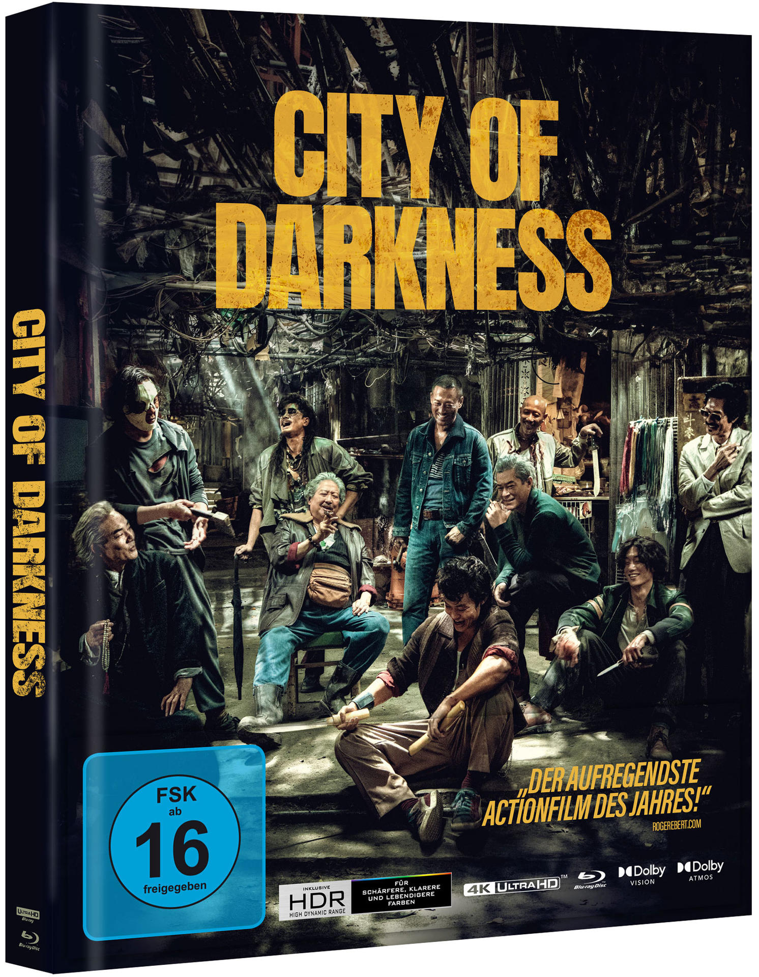 Ein Filmcover von City of Darkness mit einer Gruppe von Menschen.