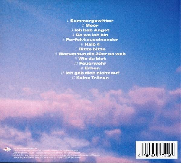 CD-Rückseite mit Titelliste. Der Text befindet sich auf einem dunkelblauen Hintergrund. Der Text ist weiß.