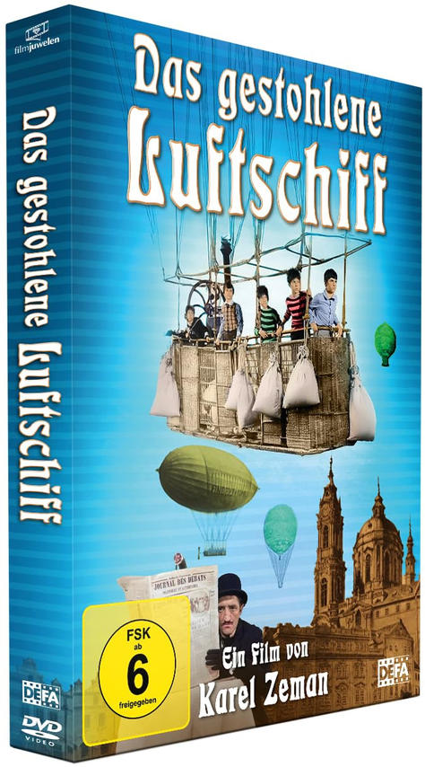 DVD-Box für 'Das gestohlene Luftschiff' mit Filmdetails und einem Schwarzweißfoto.