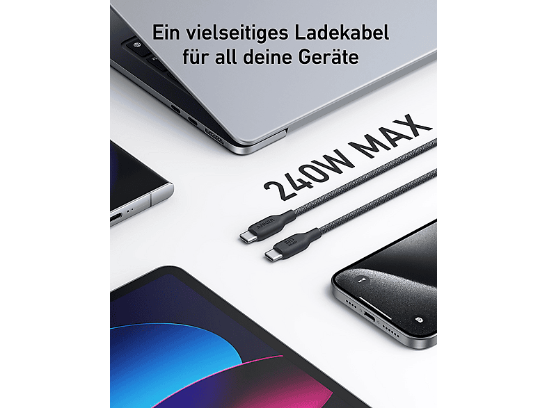 Thumbnail - ANKER 544 USB-C auf USB-C, Kabel, 1,8 m, Schwarz