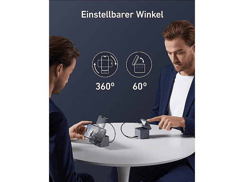 Anker 3-in-1 Cube mit MagSafe, Grau; Magnetisches kabelloses Ladegerät — Foto 5 von 5