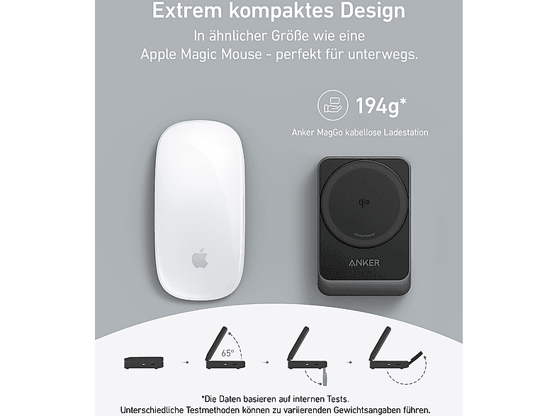 ANKER MagGo (Faltbar 3-in-1) Magnetisches Kabelloses Ladegerät Universal, Schwarz