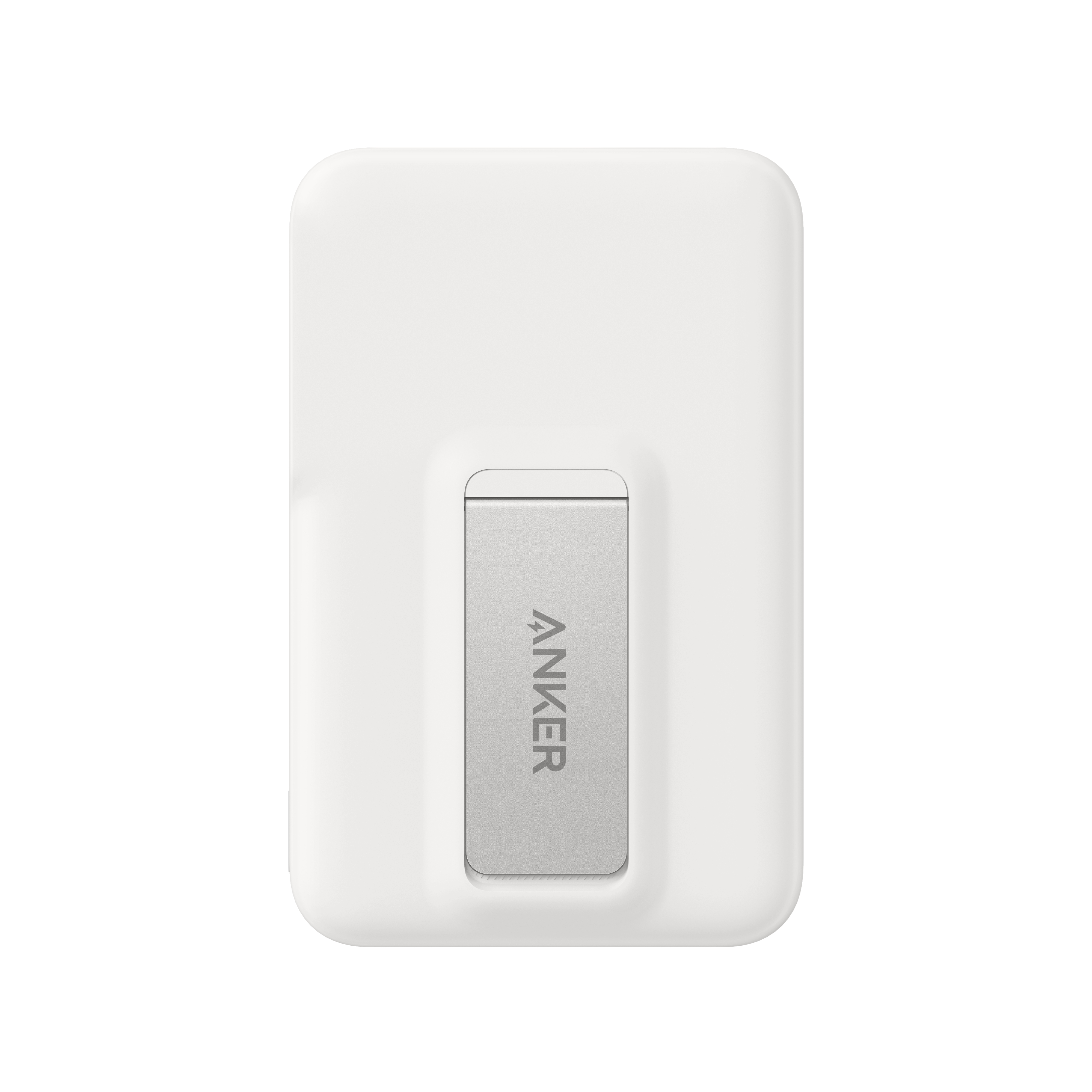 Weißes Anker USB-Ladegerät mit silbernem Ständer.