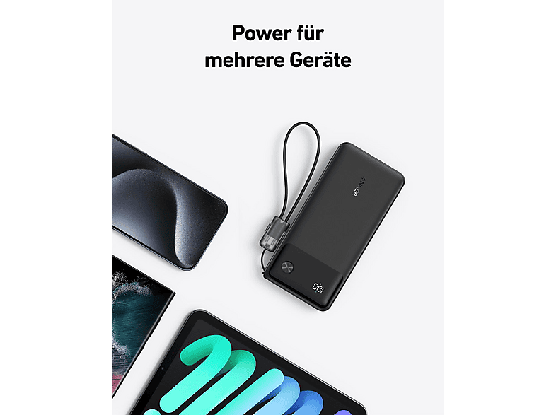 ANKER USB-A + USB-C Powerbank 10000 mAh Schwarz
