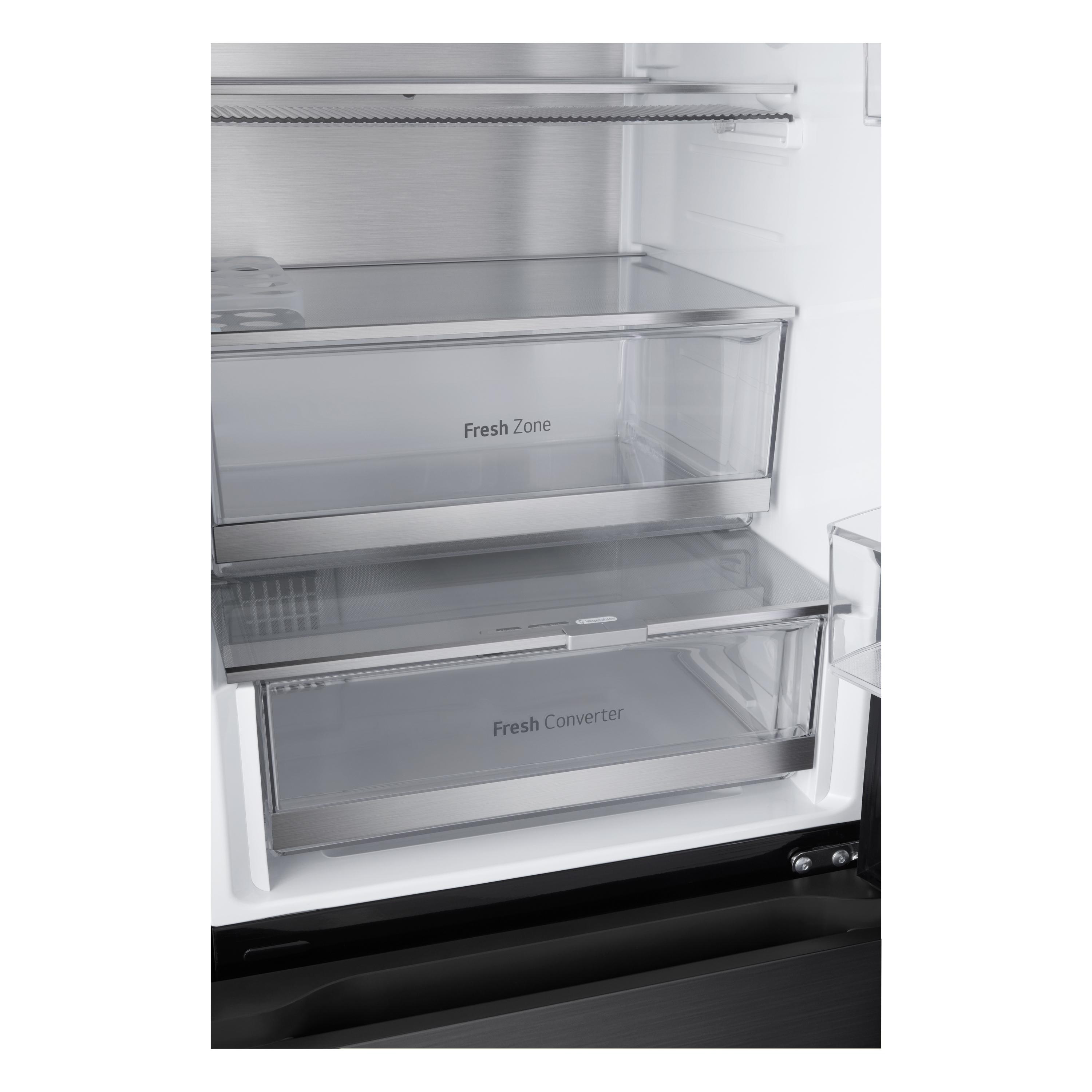 Nahaufnahme des Kühlschrankinneren mit zwei Schubladen 'Fresh Zone'.