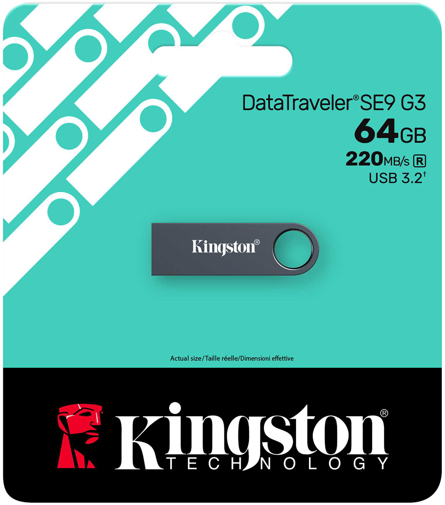 Egy USB-meghajtó a Kingston logóval.