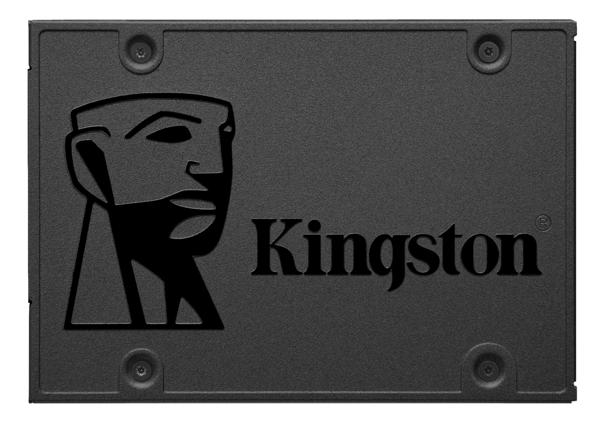 Eine schwarze SSD mit dem Kingston-Logo.