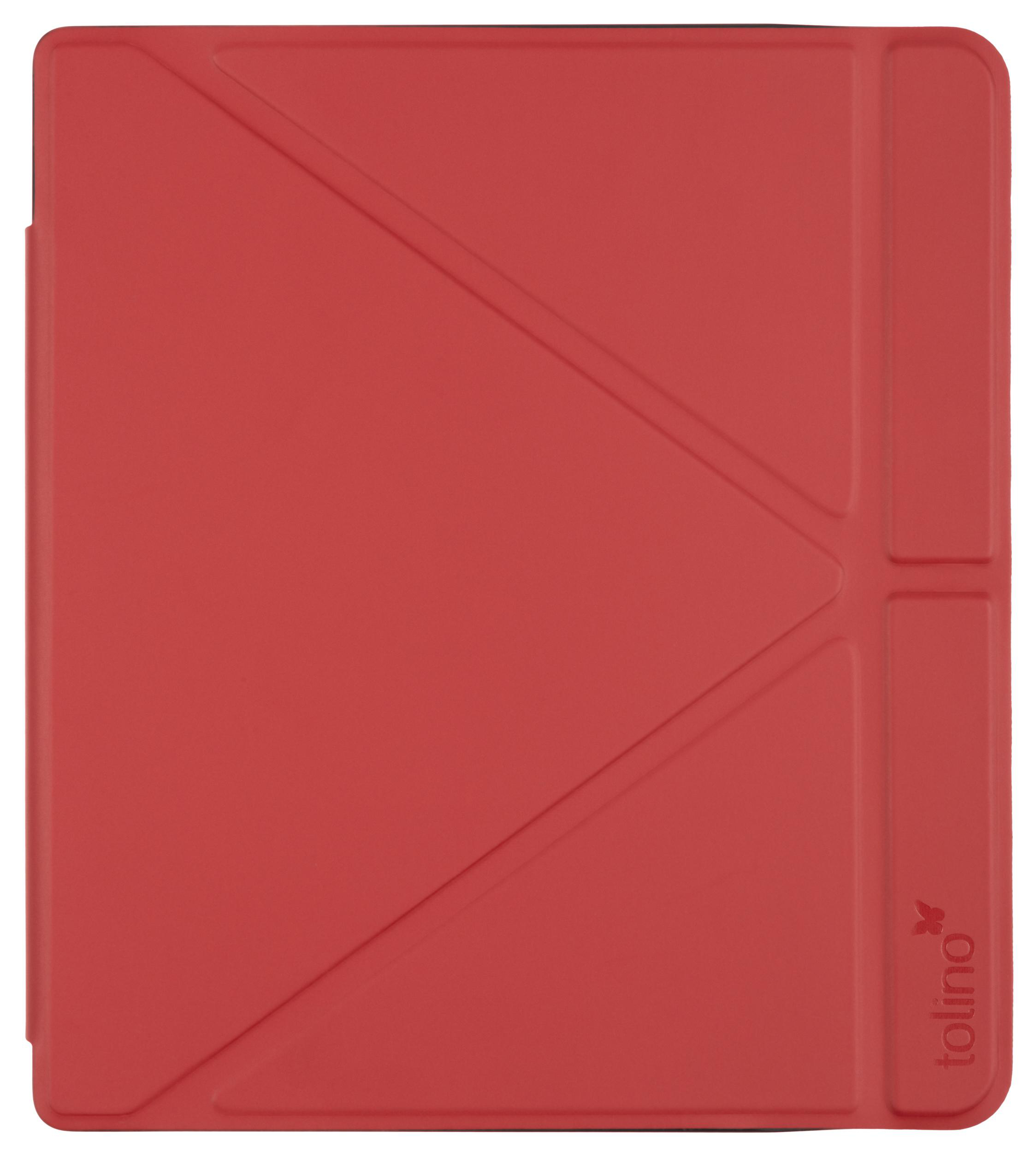Roter Tablet-Cover mit geometrischem Design und tolino-Logo.