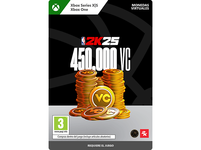 Xbox Series X S & One NBA 2K25. Pack de 450 000 VC (Código descarga)