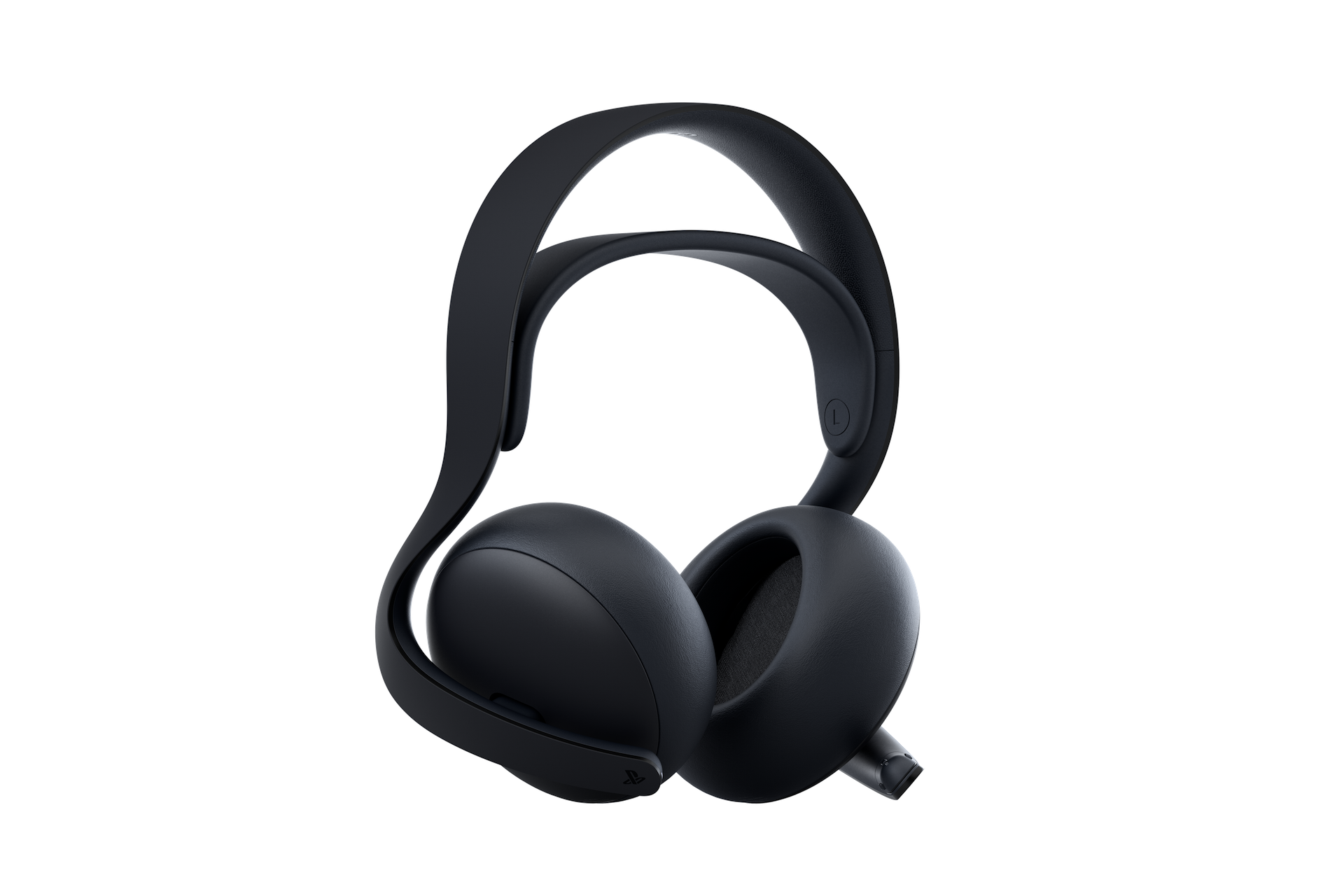Schwarzes Playstation-Headset auf schwarzem Hintergrund.