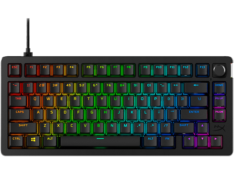 HYPERX Alloy Rise 75 (CH Layout), Gaming Tastatur, Mechanisch, HyperX Linear Switch, Kabelgebunden, Schwarz