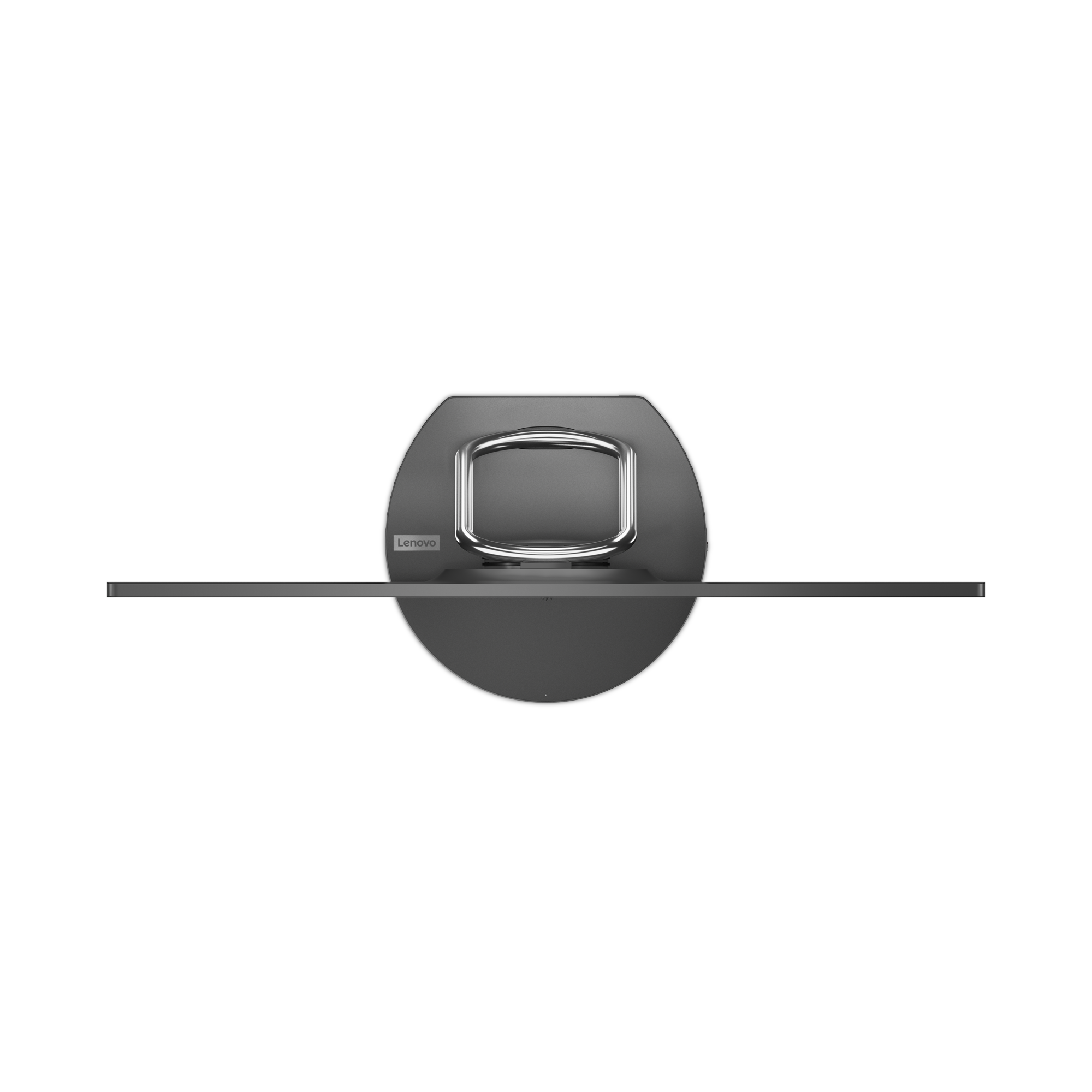 Siyah ve gri bilgisayar monitörü, Lenovo logosu.