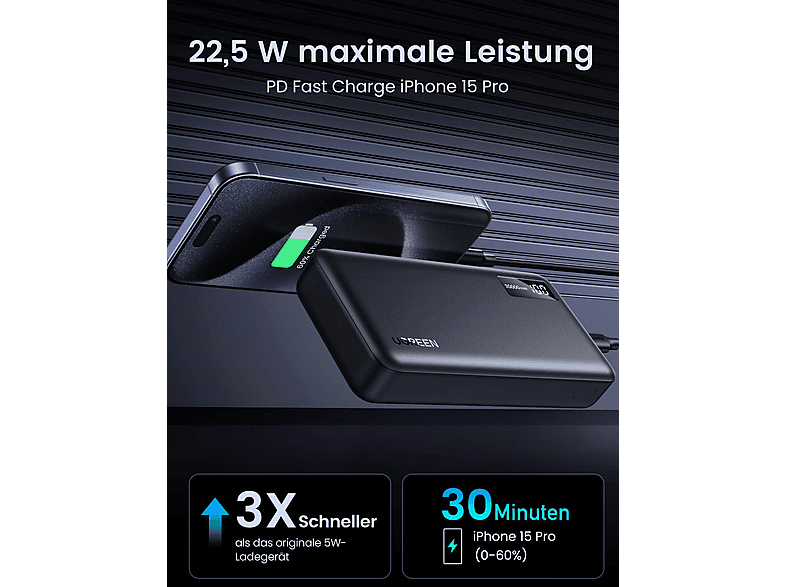 Thumbnail - UGREEN Zwei-Wege Schnelllade Powerbank 20000 mAh Black