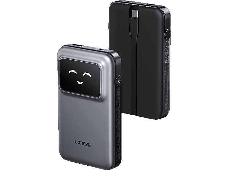 UGREEN Power Bank with Built-in Cable Powerbank 10000 mAh Gray