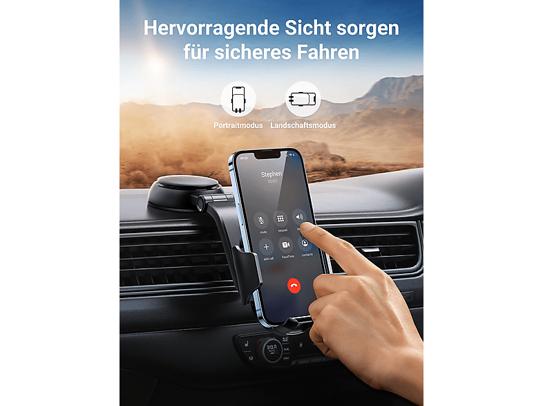 Thumbnail - UGREEN Waterfall-Shaped Suction Cup Phone Mount Halterung, Black