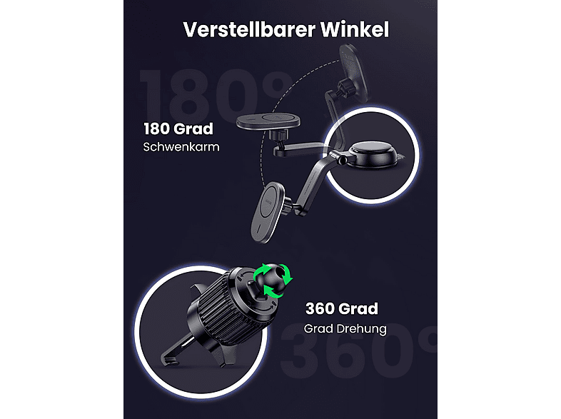 UGREEN Magnetic Car Wireless Charger Halterung, Black