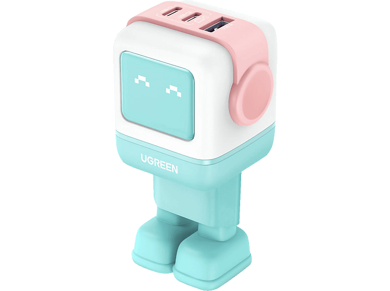 UGREEN Uno RG 65W 3-Port GaN Fast Charger Pink Blue EU  Wall Charger Universal, Pink Blue