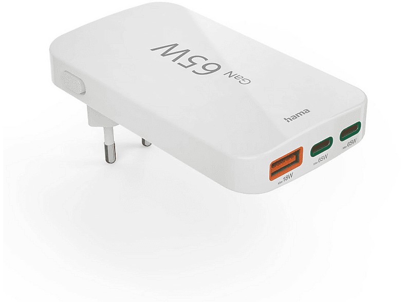 Hama Schnellladegerät, USB-C/USB-A, PD, 65 W, Weiß — Foto 2 von 5