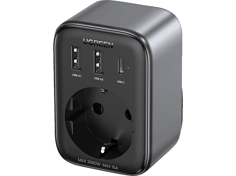 UGREEN 30W Outlet Extender (2A1C) Steckdosenadapter Apple, Samsung, Huawei, Xiaomi, Lenovo, etc, Black