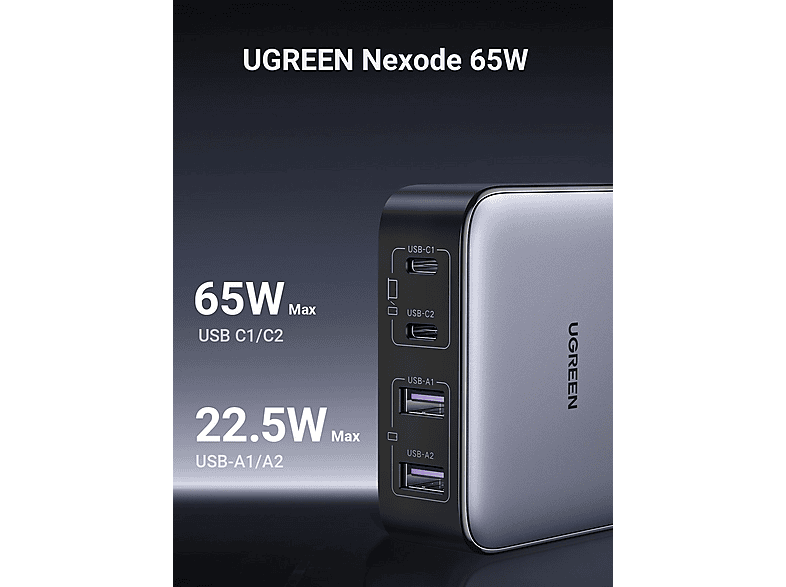 UGREEN Nexode 65W Desktop Charger Universal, Dark Gray