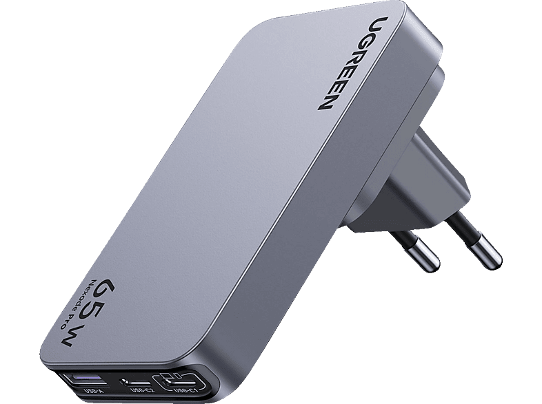 UGREEN Nexode Pro 65W 3-Port GaN Ultra-Slim Wall Charger Universal, Gray
