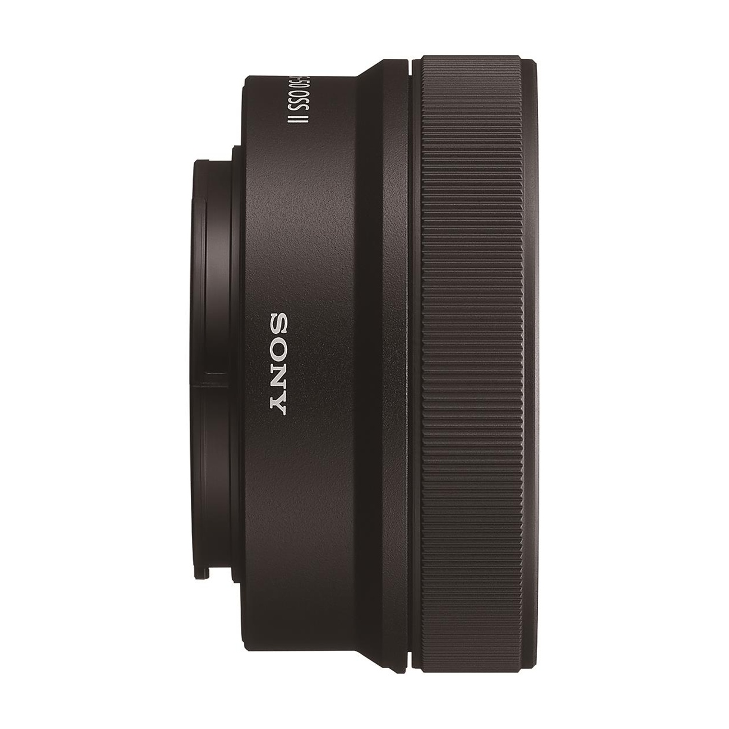 Un obiettivo nero per fotocamera con testo SONY bianco sul lato.