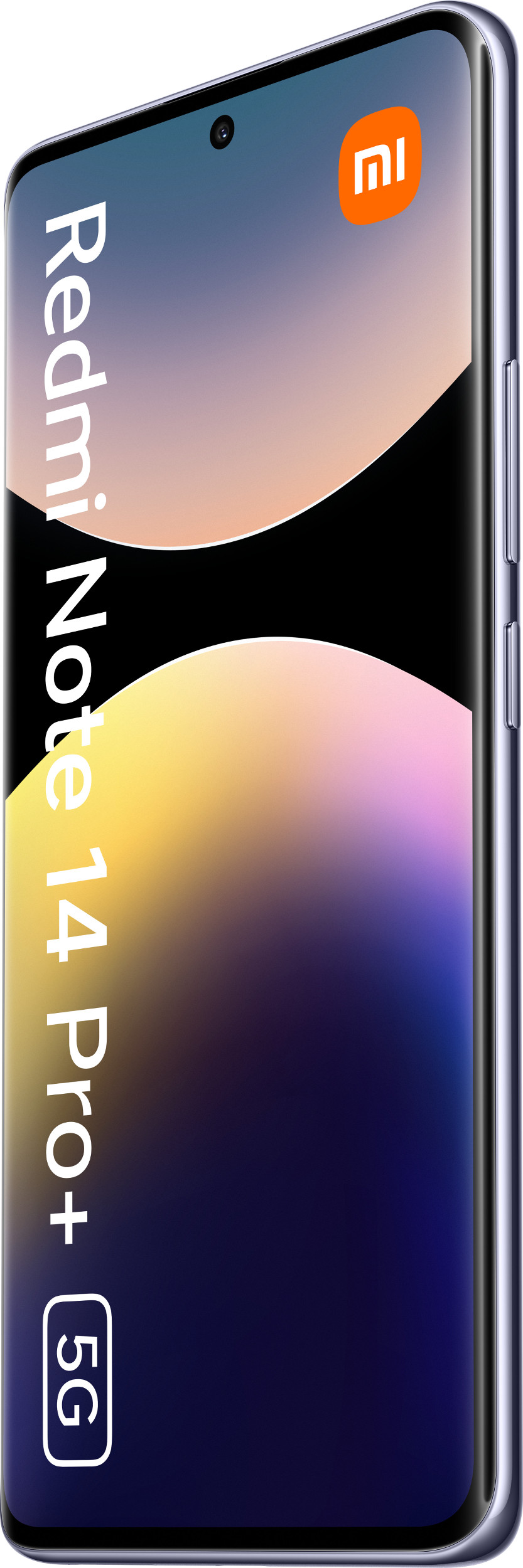 Niebieski telefon Xiaomi Redmi Note 14 Pro+ 5G, z rozmytym tłem.