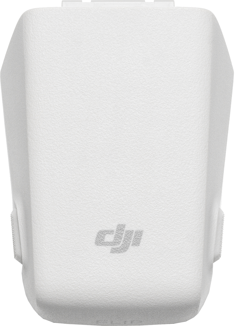 Fehér drón test DJI logóval. Fekete háttér.