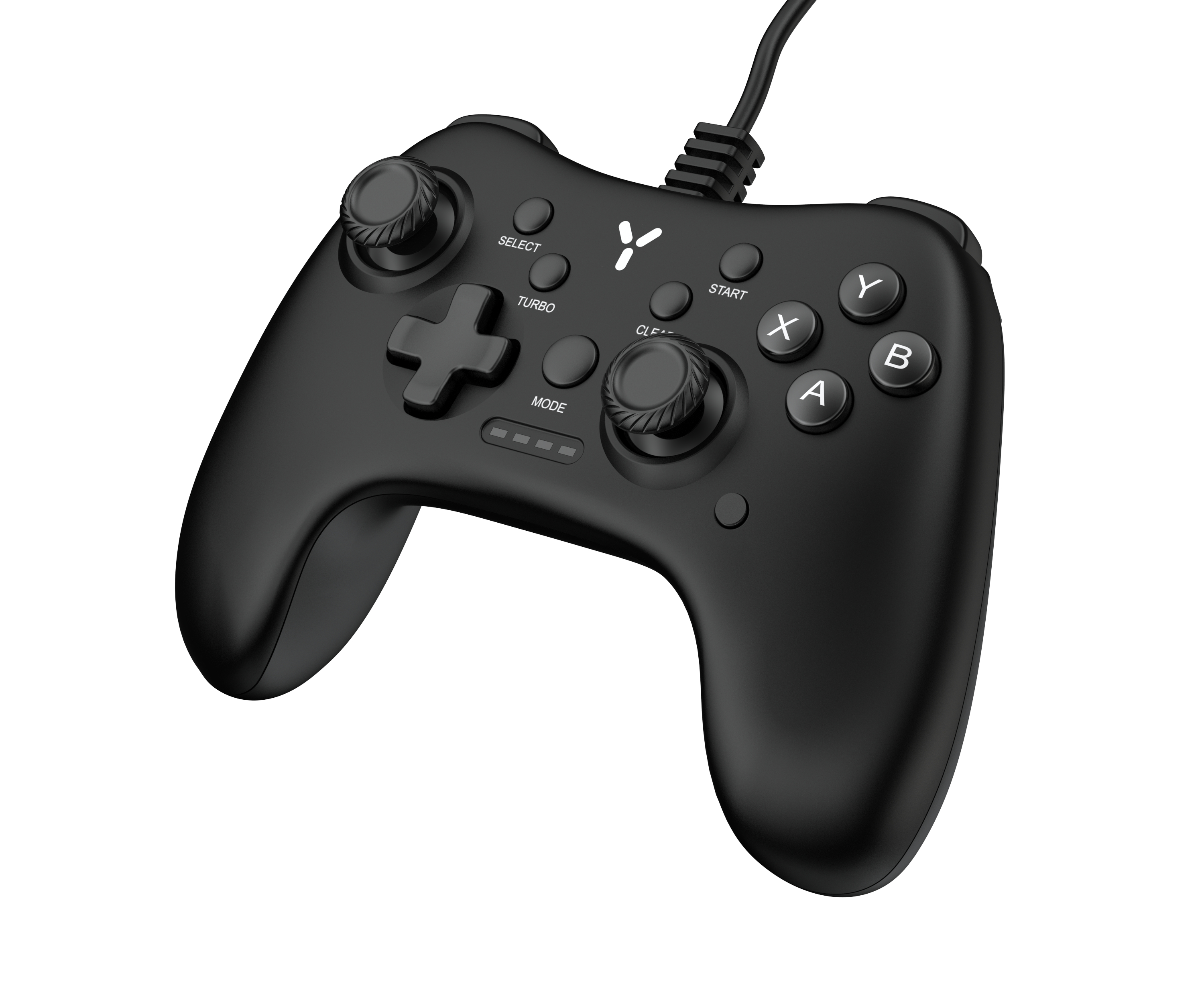 Ein schwarzer Controller mit mehreren Tasten.
