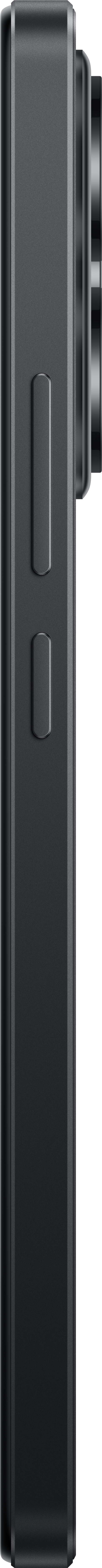 Vue latérale d'un smartphone noir avec boutons et caméra.