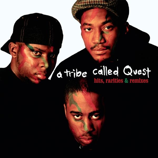 Pochette d'album avec trois hommes, un avec une casquette, avec le texte 'a tribe called Quest'.