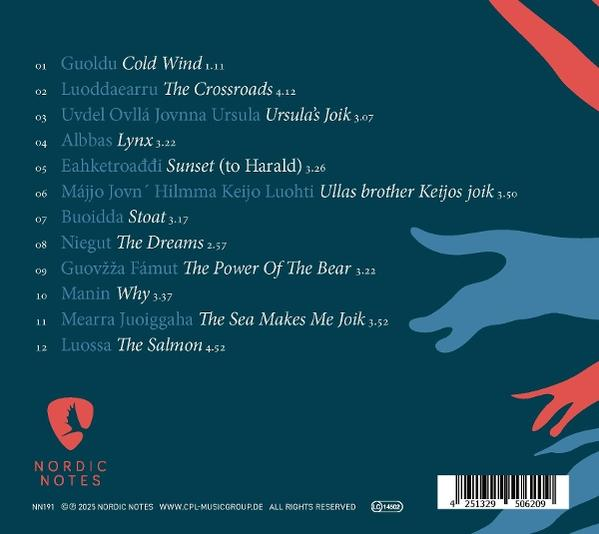 Albumcover mit Titelliste und Logo. Blaues und rotes abstraktes Design.