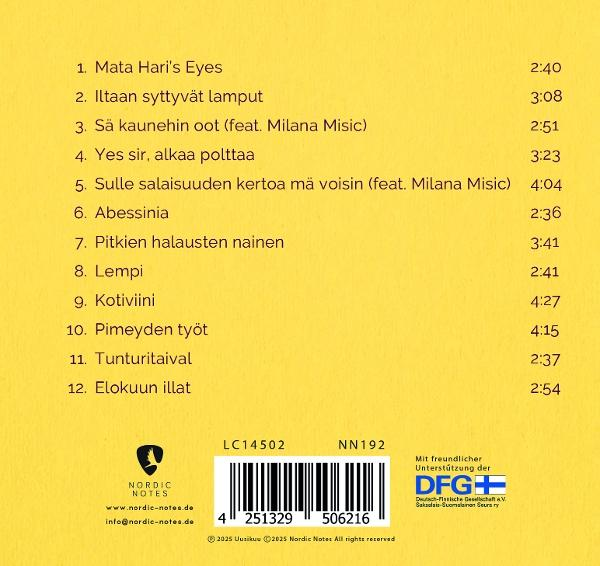 Albumcover mit Titelliste, Künstlername und Logo.