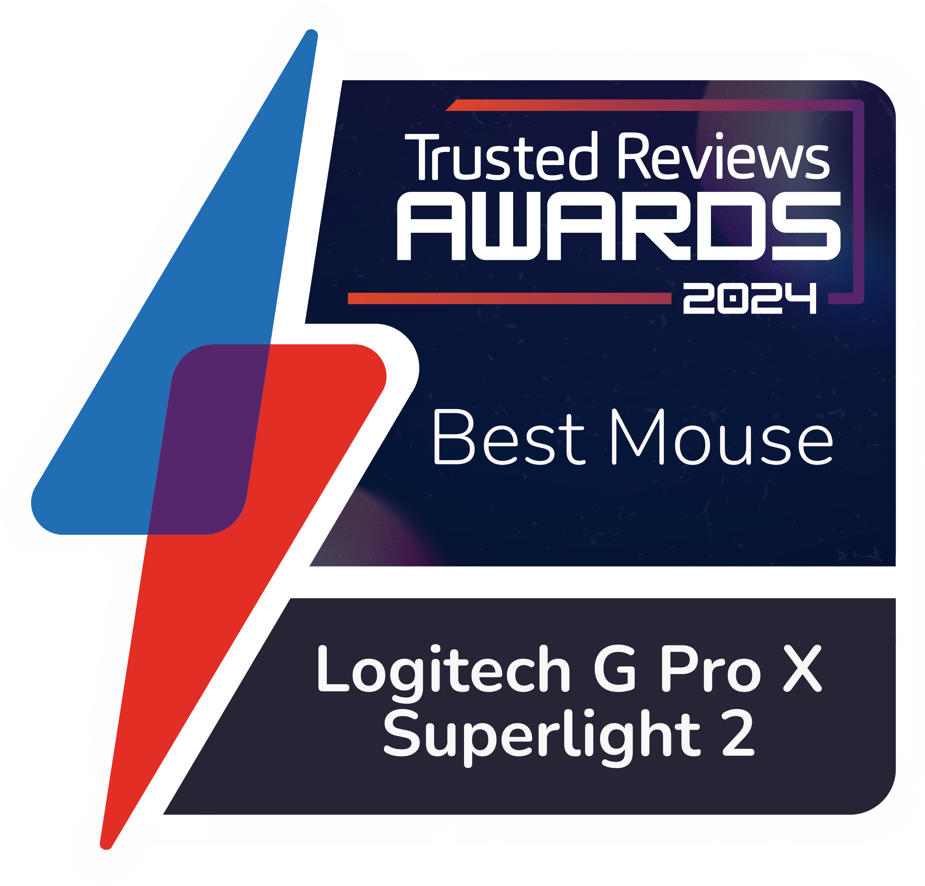 Trusted Reviews Awards Logo für 'Beste Maus' mit Logitech G Pro X Superlight 2.