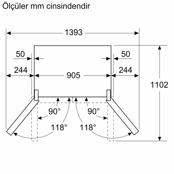 SIEMENS KF96RSBEA 458L 4 Kapılı Alttan Donduruculu Buzdolabı Siyah
