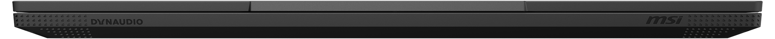 Die Unterseite eines schwarzen Laptops. DynaAudio und MSI Markennamen sind sichtbar.