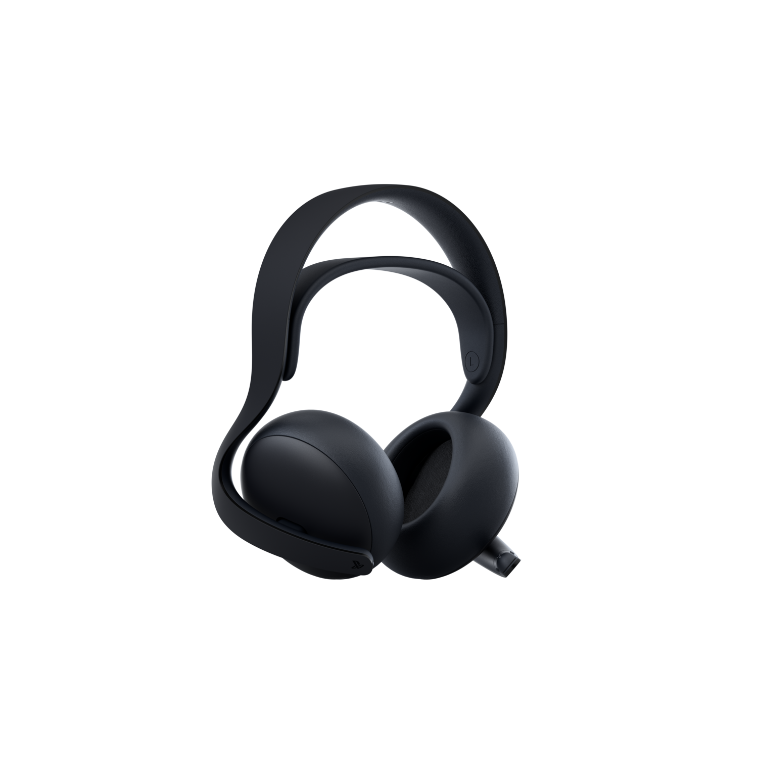Casque noir sur fond noir. Le casque est sans fil.