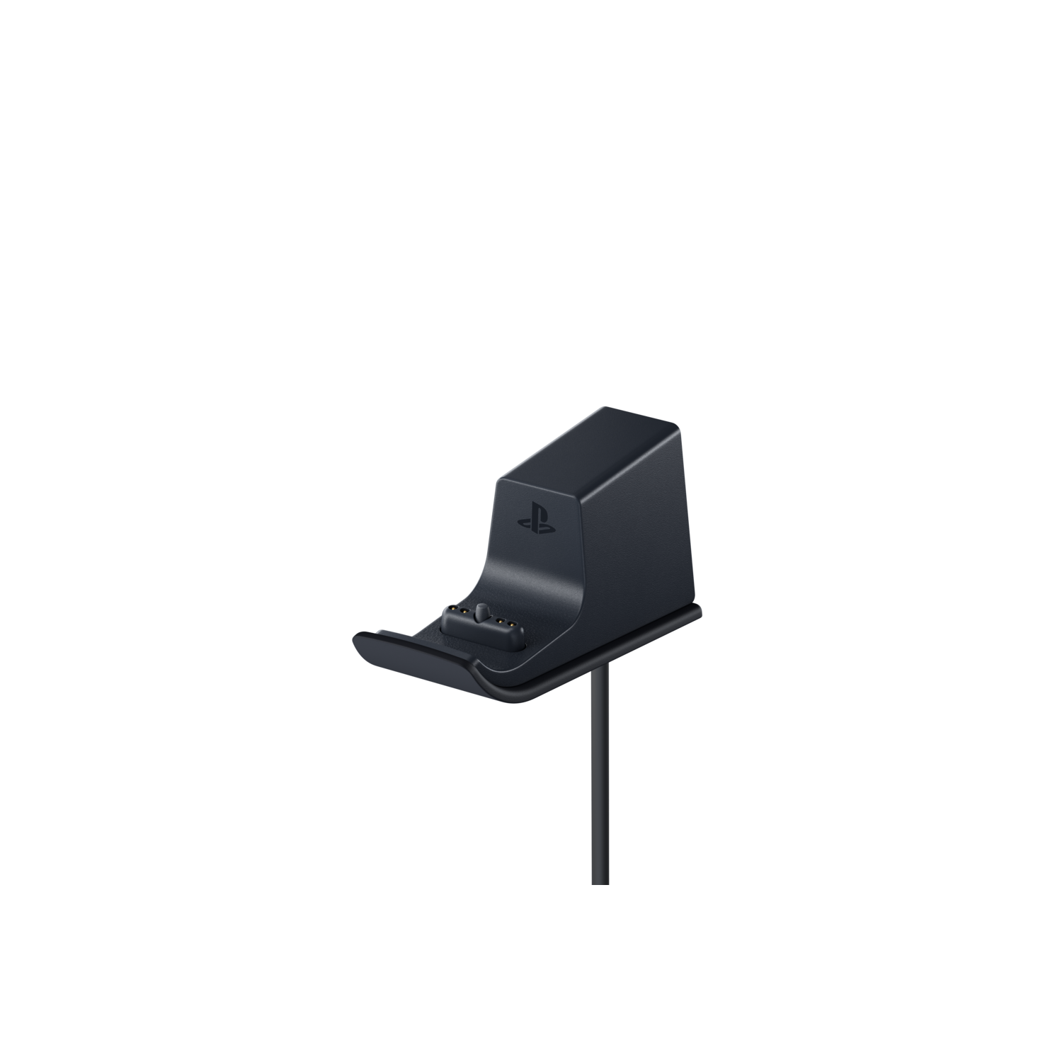 Support de charge noir pour une console PlayStation, avec un logo PlayStation.