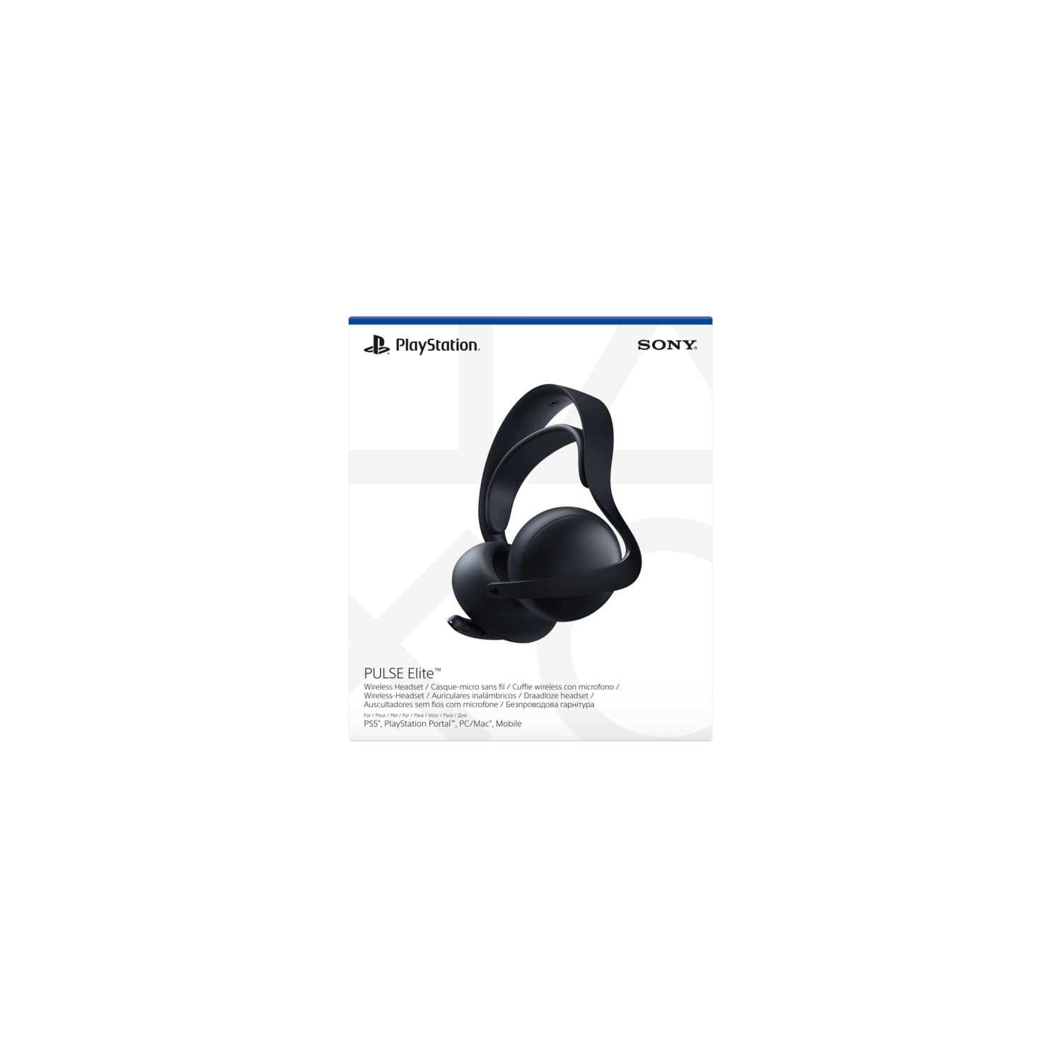 Casque sans fil PlayStation Pulse Elite noir, sur fond blanc.