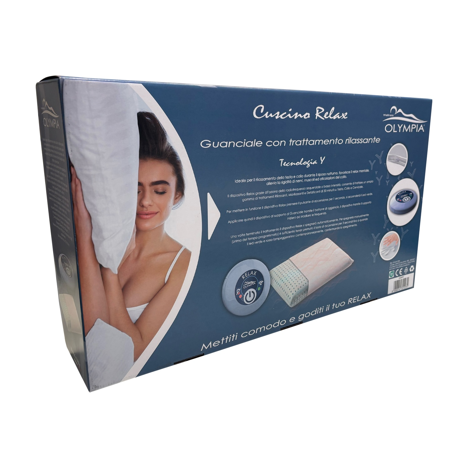 Cuscino in scatola con una donna sul davanti.