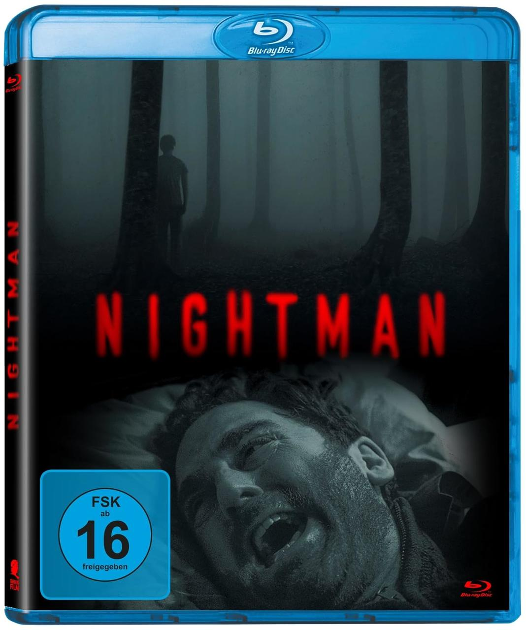 Nightman Blu-ray-Cover: Waldszene mit einer Figur und einem Männergesicht.